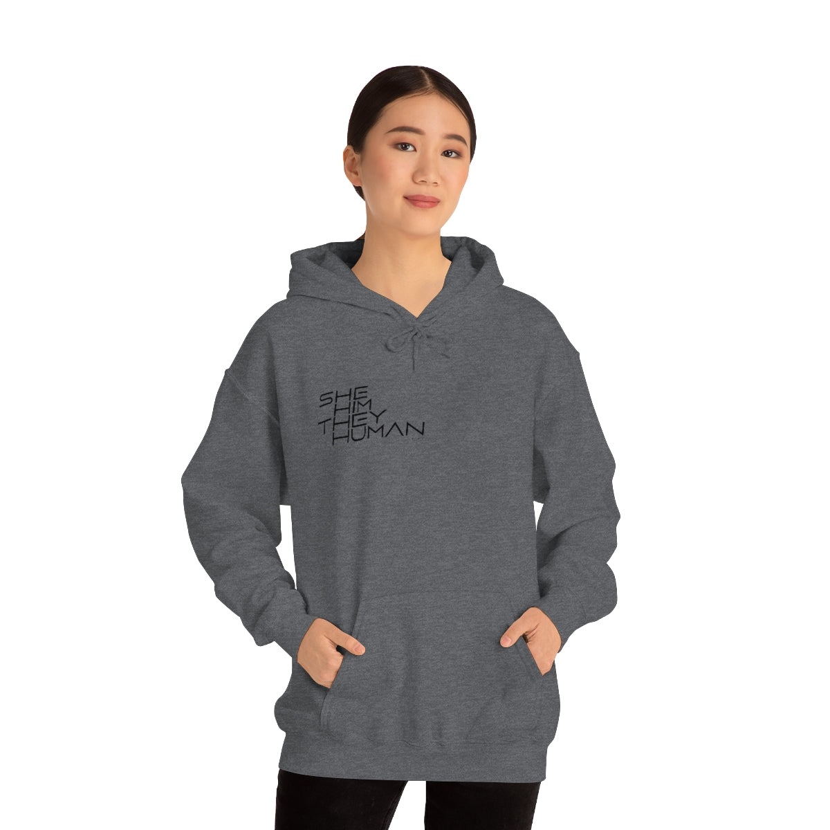 Genderless Hoodie- SHE HIM THEY HUMAN- Unisex Heavy Blend™ Hooded Sweatshirt